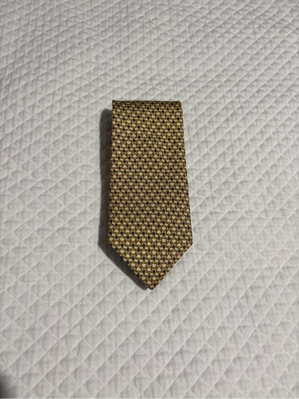 Brooks Brothers Blue and Gold Geometric Silk Tie